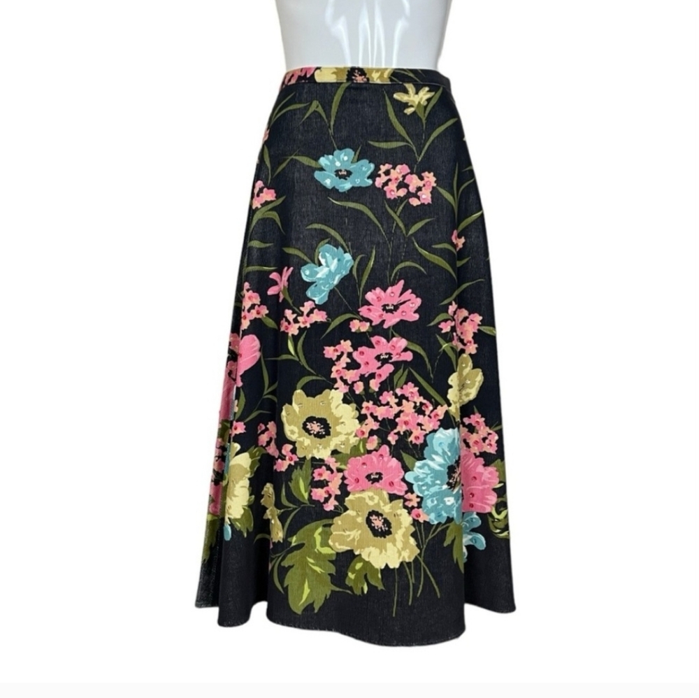 ANNE KLEIN FLORAL Sequin MAXI A LINE SKIRT SIZE 10